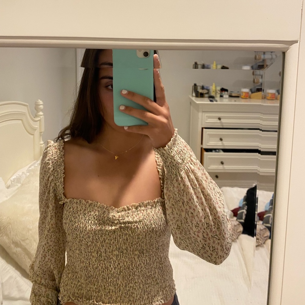 We’re All Pretty Girls Long Sleeve Cropped Blouse